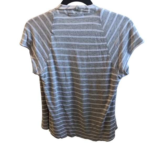 7 for all Mankind summer cardigan. No buttons grey and white horizontal stripes - Picture 5 of 7